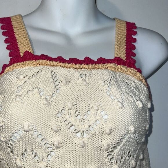 ZARA Crochet Knit Cotton Heart Croo Tank Top-S - Picture 3 of 9